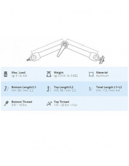 NOGA NF-6150-CA Articulating Arm Small - 1/4 - 3/8