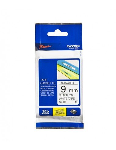 Cartucho BROTHER TZe-221 Negro sobre Blanco - 9mm x 8m