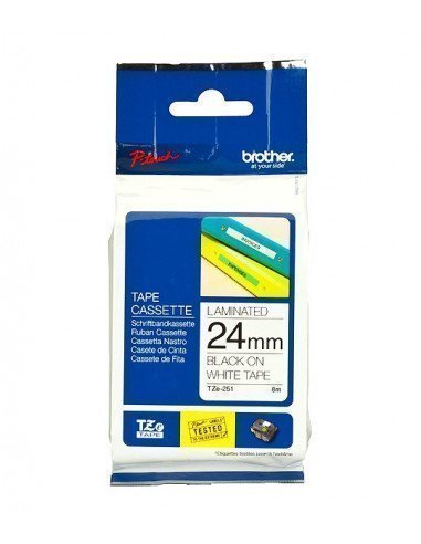 Cartucho BROTHER TZe-251 Negro sobre Blanco - 24mm x 5m
