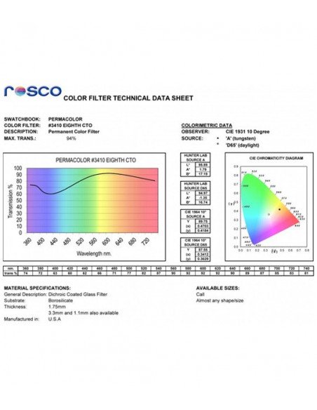 Cinegel 3410 1/8 CTO Rollo 1,22m x 7,6m ROSCO