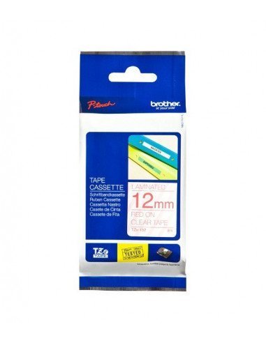 BROTHER TZe-132 Red on Transparent P-touch Tape - 12mm x 8m