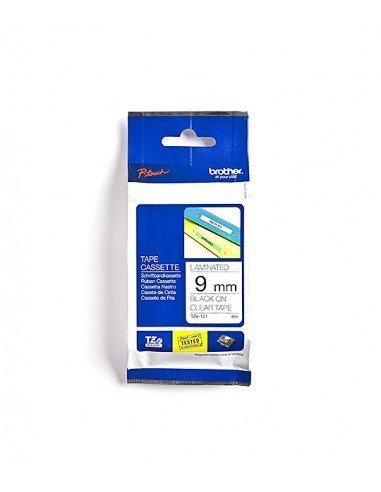 Cartucho TZe-121 BROTHER Negro sobre Transparente - 9mm x 8m