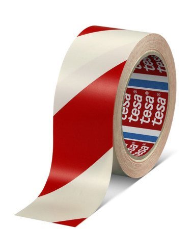 TESA 60760 Adhesive Signal Marking Tape - 50mm x 33m roll Red White