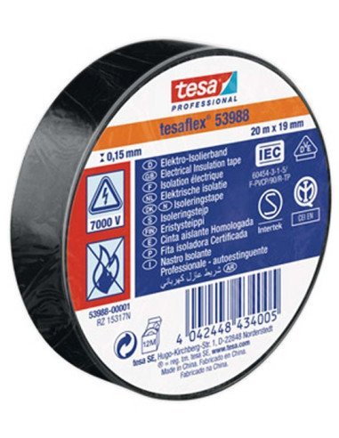 TESA 53988 Insulating Tape - 19mm x 20m roll black