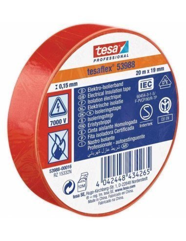 TESA 53988 Insulating Tape - 19mm x 20m roll red