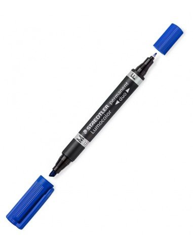 Rotulador STAEDTLER Permanente Lumocolor DUO M y F azul