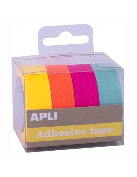 Cinta de Papel APLI Fluorescente - 15mm x 10m - Pack de 4 unidades